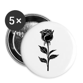 Conception simple de la rose - Lot de 5 petits badges (25 mm) - blanc - Devant