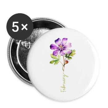 Illustration détaillée de la fleur de février - Lot de 5 petits badges (25 mm) - blanc - Devant