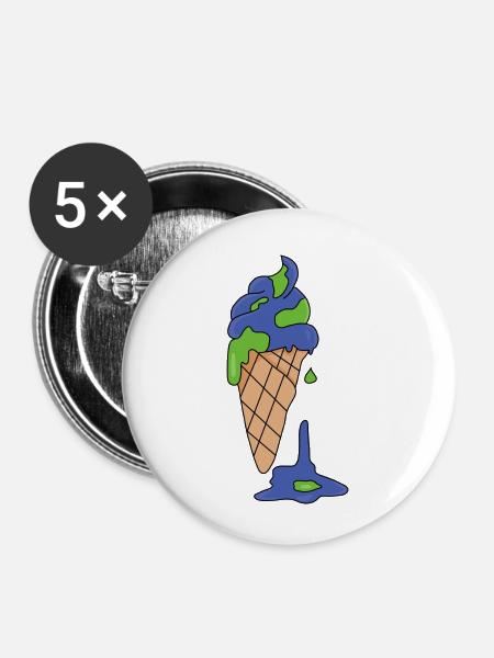 Eis Klimawandel - Buttons klein 25 mm (5er Pack) - Weiß