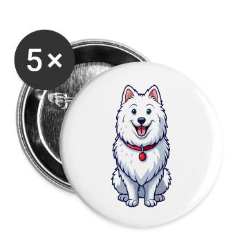 Joyeux Samoyède souriant - Lot de 5 petits badges (25 mm) - blanc - Devant