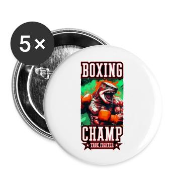 Hai Tier Boxer Kämpfer Boxing Champ - Buttons klein 25 mm (5er Pack) - Weiß - Vorne