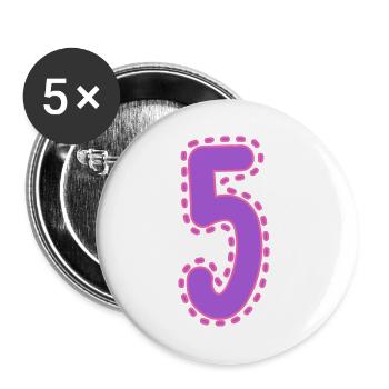5. 5 JAHRE. 5. JAHRESTAG. 5-JÄHRIGES JUBILÄUM - Buttons klein 25 mm (5er Pack) - Weiß - Vorne