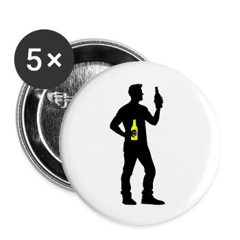 Beer Drinking Silhouette - Buttons small 1''/25 mm (5-pack) - white - Front