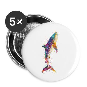 Lebendiges farbenfrohes künstlerisches Hai-Design - Buttons klein 25 mm (5er Pack) - Weiß - Vorne