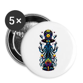 Alien Encounter - Buttons small 1''/25 mm (5-pack) - white - Front