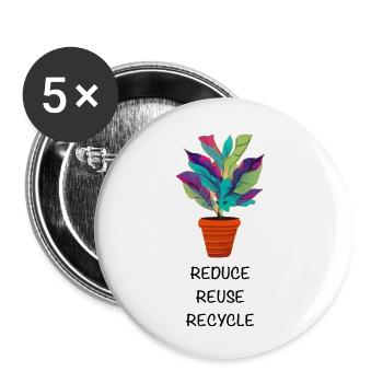 Reduce Reuse Recycle Klima retten - Buttons klein 25 mm (5er Pack) - Weiß - Vorne