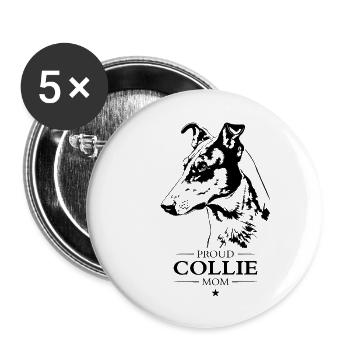 Collie Kurzhaar Mom Hunde Hund Wilsigns - Buttons klein 25 mm (5er Pack) - Weiß - Vorne
