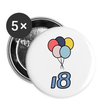 18. 18 ANS. 18e ANNIVERSAIRE. ANNIVERSAIRE 18 ANS. - Lot de 5 petits badges (25 mm) - blanc - Devant