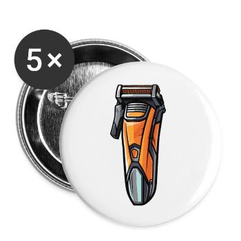 Tondeuse à cheveux, coiffeur, - Lot de 5 petits badges (25 mm) - blanc - Devant