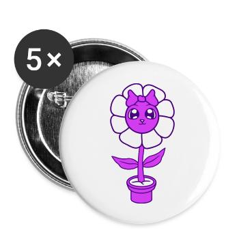 Petite fleur femelle arc visage fille - Lot de 5 petits badges (25 mm) - blanc - Devant