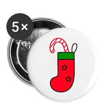 christmas sock with candy cane - Buttons small 1''/25 mm (5-pack) - white - Front
