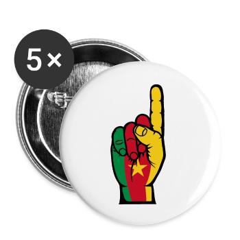 Kamerun Flagge Nummer 1 - Buttons klein 25 mm (5er Pack) - Weiß - Vorne