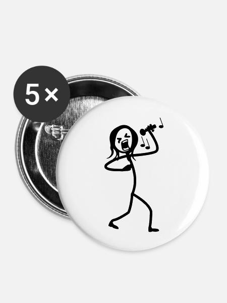 Stickmen Sänger - Buttons klein 25 mm (5er Pack) - Weiß