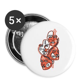 AMAZIGH TATTOO GESICHT UND MIT KABYLE SCHMUCK - Buttons klein 25 mm (5er Pack) - Weiß - Vorne