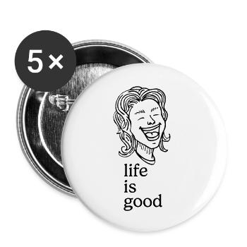 Laughing person – life is good - Buttons small 1''/25 mm (5-pack) - white - Front