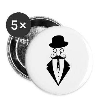 Logo du salon de coiffure - Lot de 5 petits badges (25 mm) - blanc - Devant