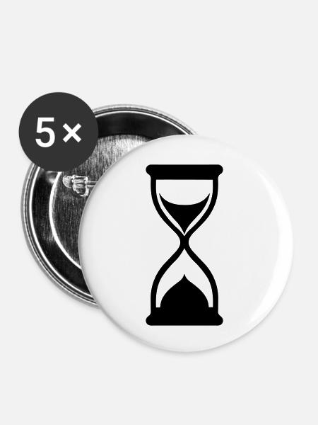 Stundenglas - Buttons klein 25 mm (5er Pack) - Weiß