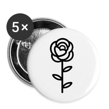 Pink Flower - Buttons small 1''/25 mm (5-pack) - white - Front