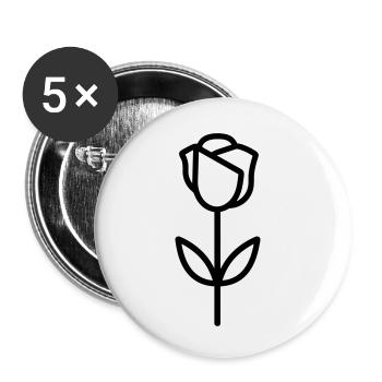 Pink Flower - Buttons small 1''/25 mm (5-pack) - white - Front