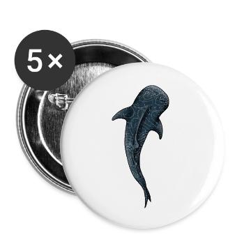 Watercolor Whale Shark - Buttons small 1''/25 mm (5-pack) - white - Front