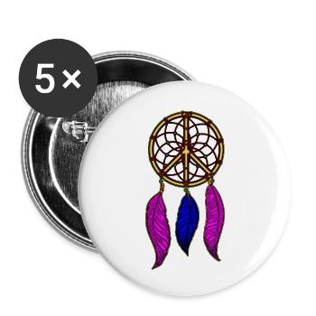 Peace Traumfänger - Buttons klein 25 mm (5er Pack) - Weiß - Vorne