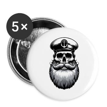 Capitaine Hambourg St Pauli Crâne de la ville hanséatique - Lot de 5 petits badges (25 mm) - blanc - Devant