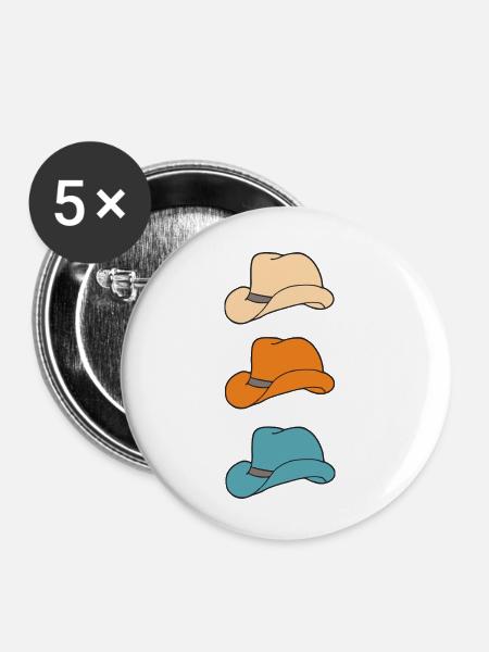 drei hüte - Buttons klein 25 mm (5er Pack) - Weiß