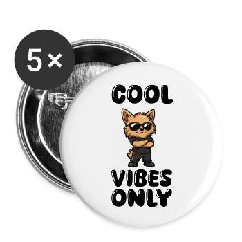 dog cool - Buttons small 1''/25 mm (5-pack) - white - Front