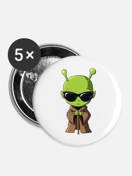 Alienmönch - Buttons klein 25 mm (5er Pack) - Weiß