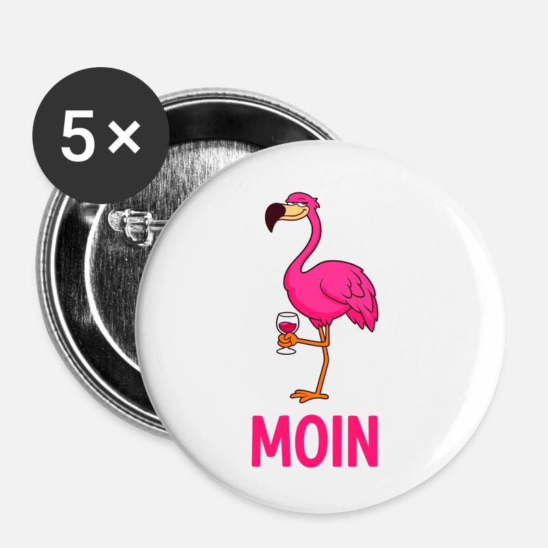 Moin Flamingo - Buttons small 1''/25 mm (5-pack) - white
