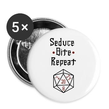 Verführen, Schwanz, Wiederholen - Buttons klein 25 mm (5er Pack) - Weiß - Vorne