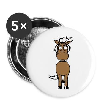 Horse Anxious Funny Funny Grimace Cartoon - Buttons small 1''/25 mm (5-pack) - white - Front