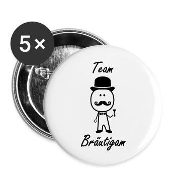 Team Bräutigam - Buttons klein 25 mm (5er Pack) - Weiß - Vorne