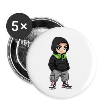 Urban Teen Cartoon Character Design - Buttons small 1''/25 mm (5-pack) - white - Front