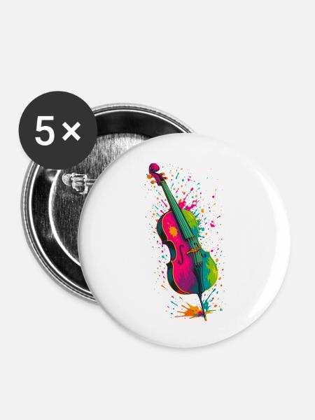 Cello Splash - Buttons klein 25 mm (5er Pack) - Weiß