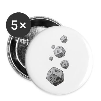 Black and White Role-Playing Dice – Falling Dice - Buttons small 1''/25 mm (5-pack) - white - Front