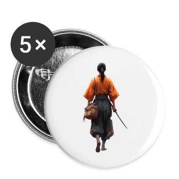 Silhouette de samouraï en robe orange - Lot de 5 petits badges (25 mm) - blanc - Devant