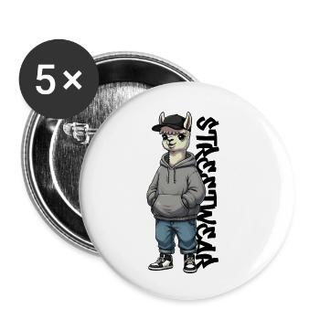 Alpaka Streetwear Urban Style Design - Buttons klein 25 mm (5er Pack) - Weiß - Vorne