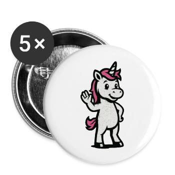 Ondulation Licorne Vintage Bande dessinée - Lot de 5 petits badges (25 mm) - blanc - Devant