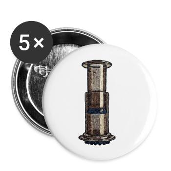 Embroidered Aeropress – Barista-Kaffee (gedruckt) - Buttons klein 25 mm (5er Pack) - Weiß - Vorne