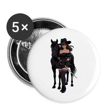 Zorro woman with black horse - Buttons small 1''/25 mm (5-pack) - white - Front