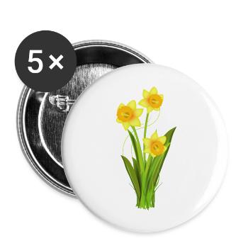 Jonquilles lumineuses – fleurs de printemps - Lot de 5 petits badges (25 mm) - blanc - Devant