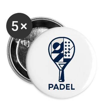 Padel - Sport de Raquette - Lot de 5 petits badges (25 mm) - blanc - Devant
