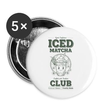Iced Matcha Club Kyoto Confiseries Thé vert - Lot de 5 petits badges (25 mm) - blanc - Devant