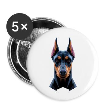 Dobermann Hunde Motiv Wachhund Stolze Dobermänner - Buttons klein 25 mm (5er Pack) - Weiß - Vorne
