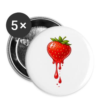 Erdbeere mit Tropfen Illustration - Buttons klein 25 mm (5er Pack) - Weiß - Vorne
