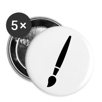 Brush, Painting, Art Symbol - Buttons small 1''/25 mm (5-pack) - white - Front