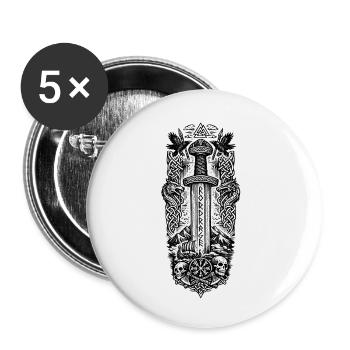 Odins Klinge, nordischer mythischer Schwertkämpfer - Buttons klein 25 mm (5er Pack) - Weiß - Vorne