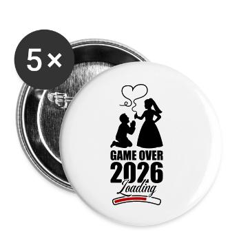 Game Over 2026 Hochzeit - Buttons klein 25 mm (5er Pack) - Weiß - Vorne
