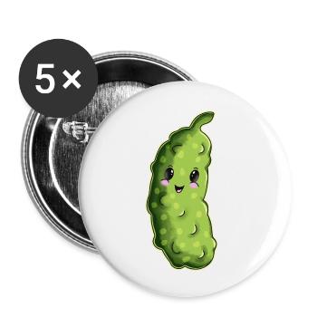 Dessin animé câlin au concombre - Lot de 5 petits badges (25 mm) - blanc - Devant